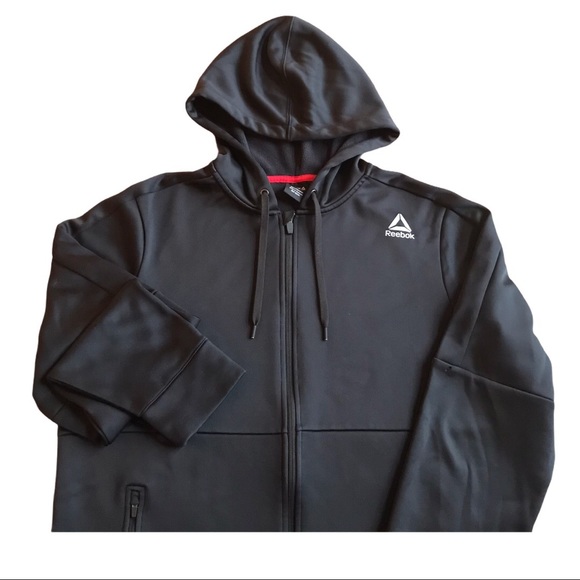 Reebok Sweatshirt Full Zip Black Hoodie Men’s Med - Picture 7 of 13